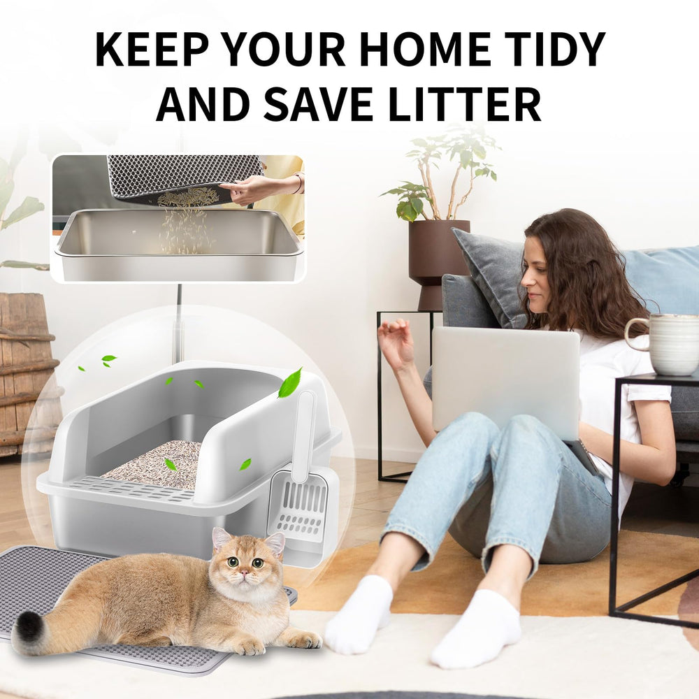 Prodigen cat litter box dimensions 19.6 by 14 by 12 inches for both kittens and adults