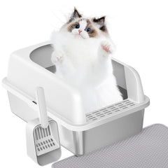 Prodigen stainless steel cat litter box with lid keeps odors contained and easy to clean