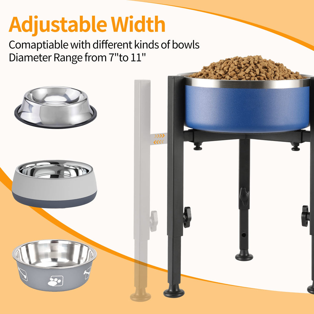 PROERR bowl stand height adjustment image demonstrates 8.5 to 14.5 inches versatility