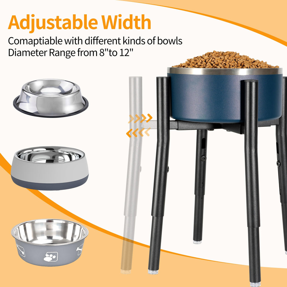 PROERR dog bowl stand features durable metal construction for a sturdy feeding setup.