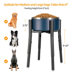 PROERR dog bowl stand highlights easy-clean removable bowls for quick sanitation.
