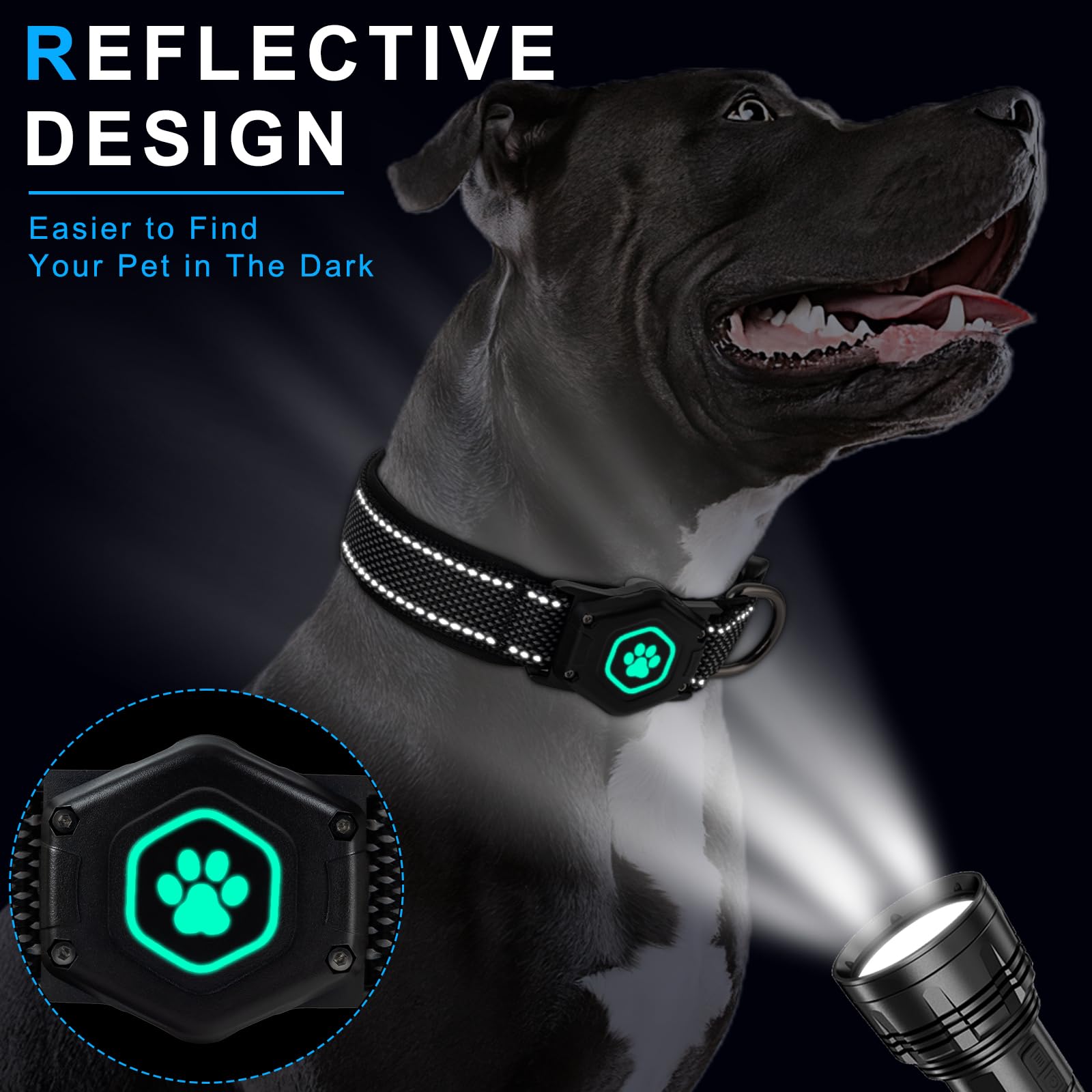 PROFAVO AirTag Dog Collar's 1000D nylon stands up to active large dogs.