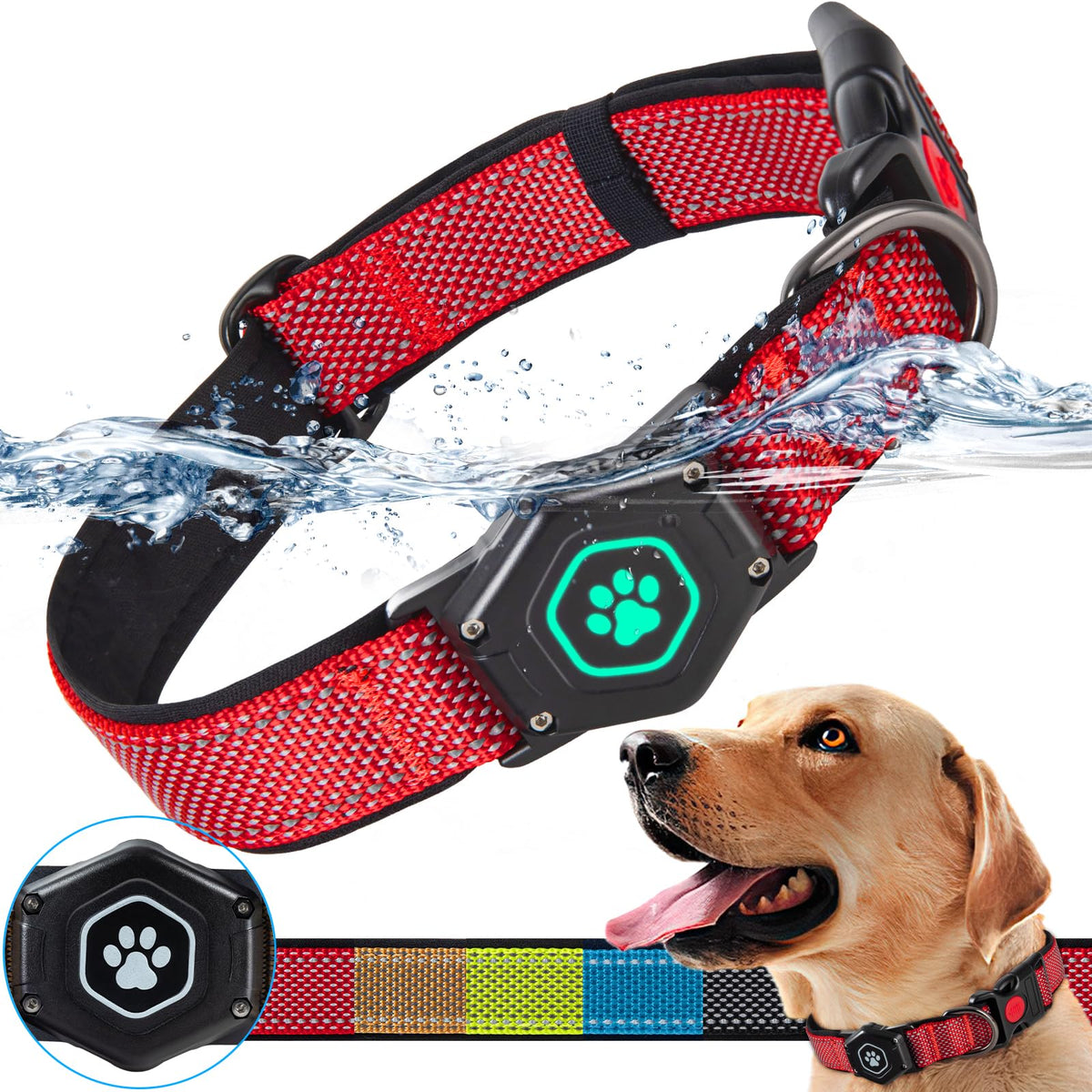 PROFAVO AirTag Dog Collar waterproof holder keeps AirTag protected during outdoor adventures.