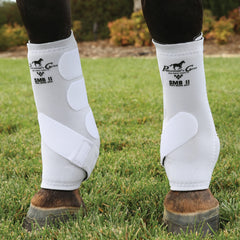 Professional's Choice SMBII boots front view designed for reliable leg protection during endurance rides.
