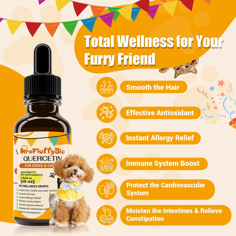 ProFluffyBio Quercetin Drops dog meal mix in food bowl