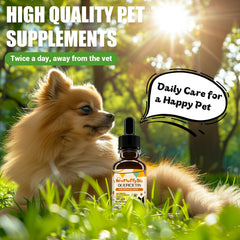 ProFluffyBio Quercetin Drops label highlights herbal ingredients and benefits