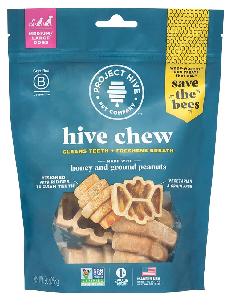 Project Hive hive-chews large-breed packaging makes serving and storage easy.