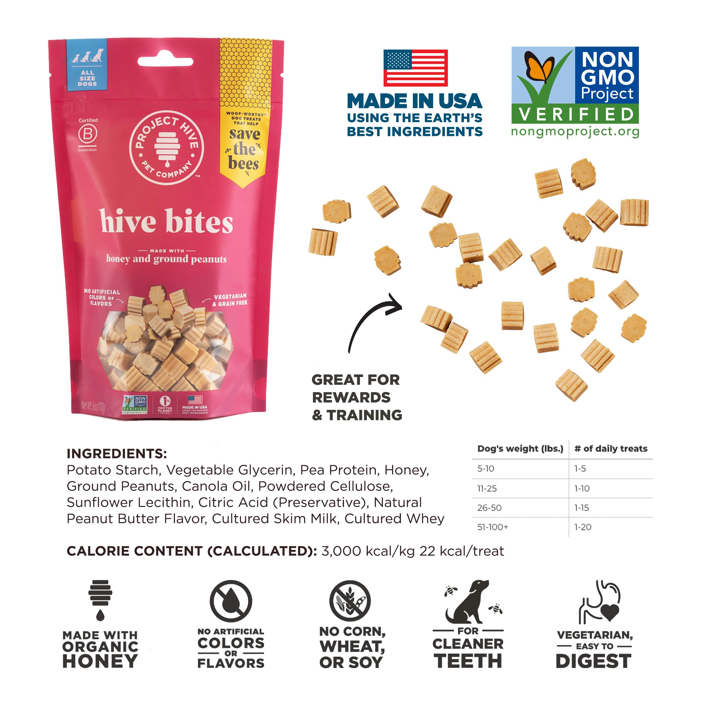 PROJECT HIVE hive dog training treats peanut butter flavor appealing reward during training