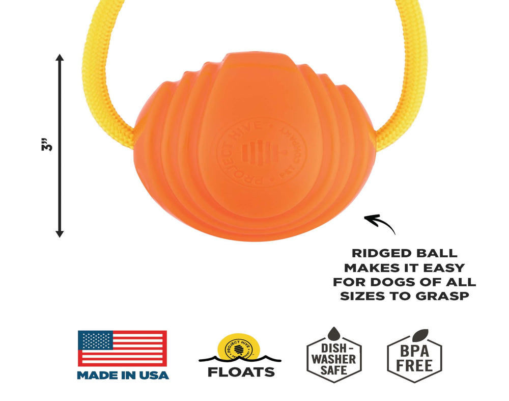 Project Hive looped dog ball orange in water testing fetch