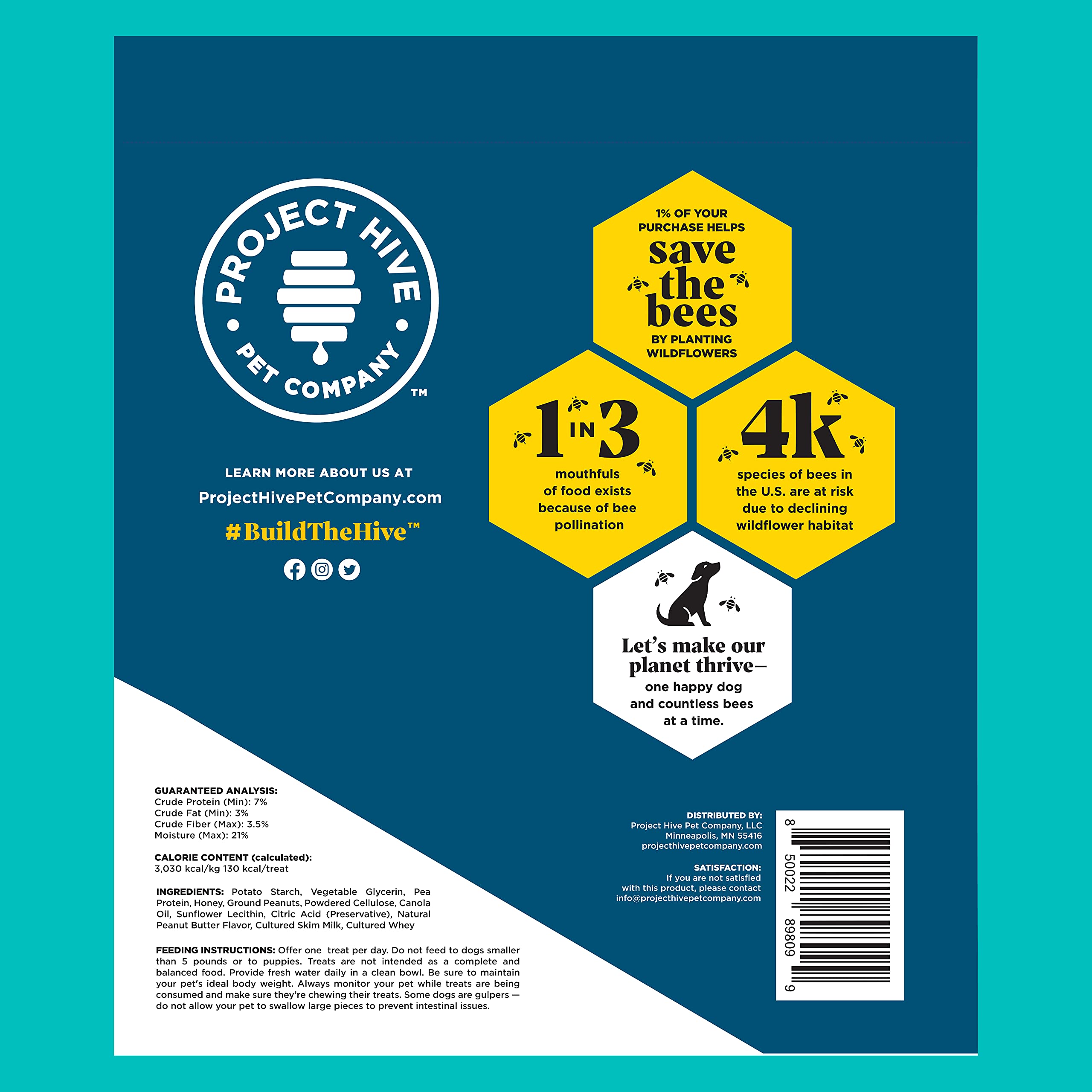 Project Hive organic honey and peanut treats with plant-based protein.