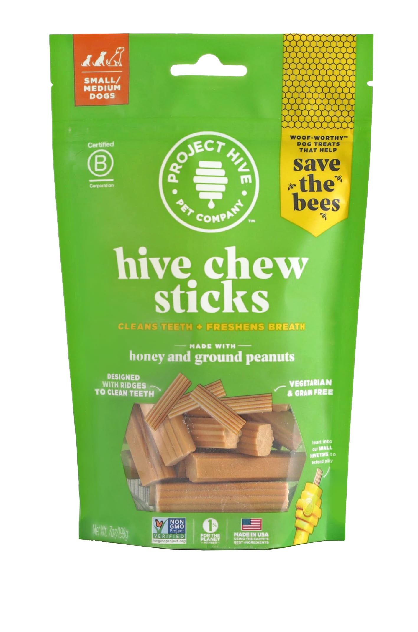 PROJECT HIVE dental chew stick for small dogs with peanut butter supports cleaner teeth