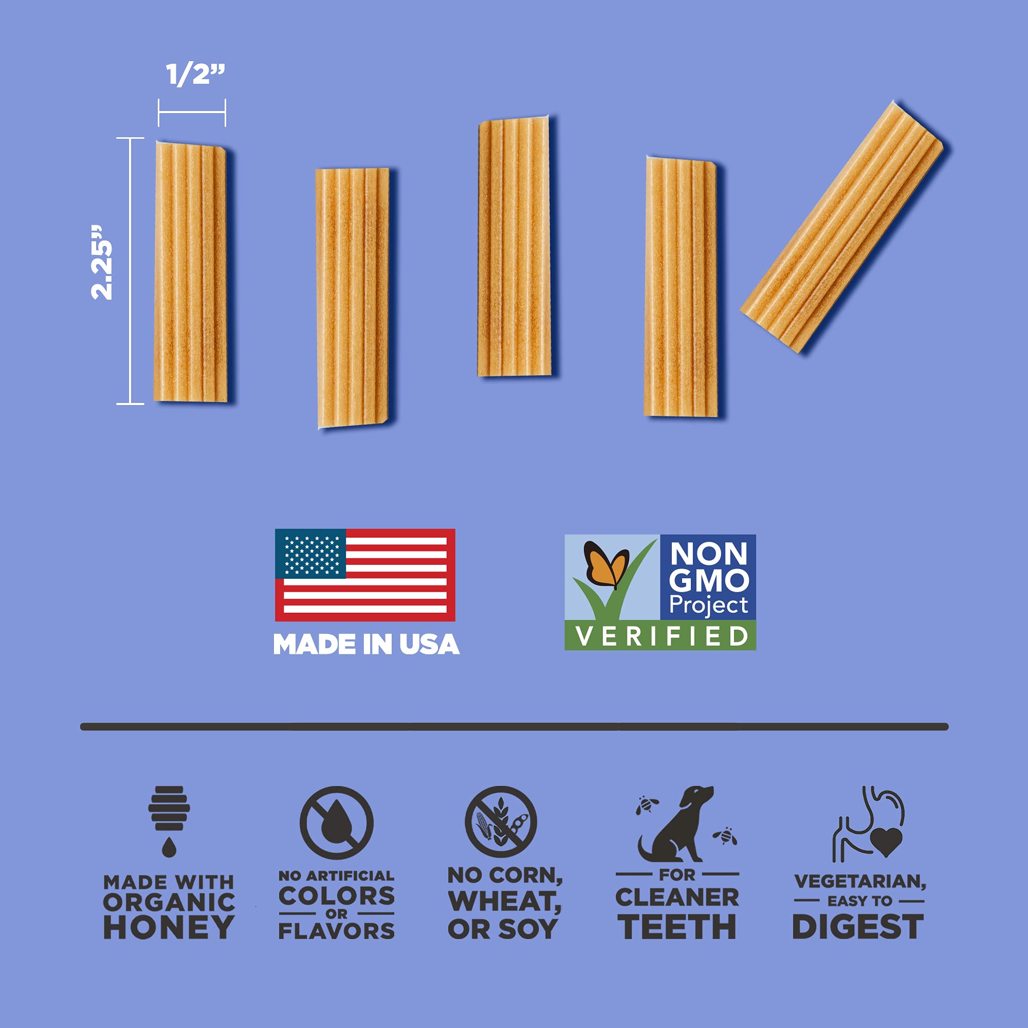 PROJECT HIVE USA-made dog treat image highlighting bee-support mission and small dog use