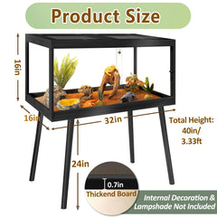 PROLEE 32-gallon reptile tank for bearded dragons, offering spacious habitat