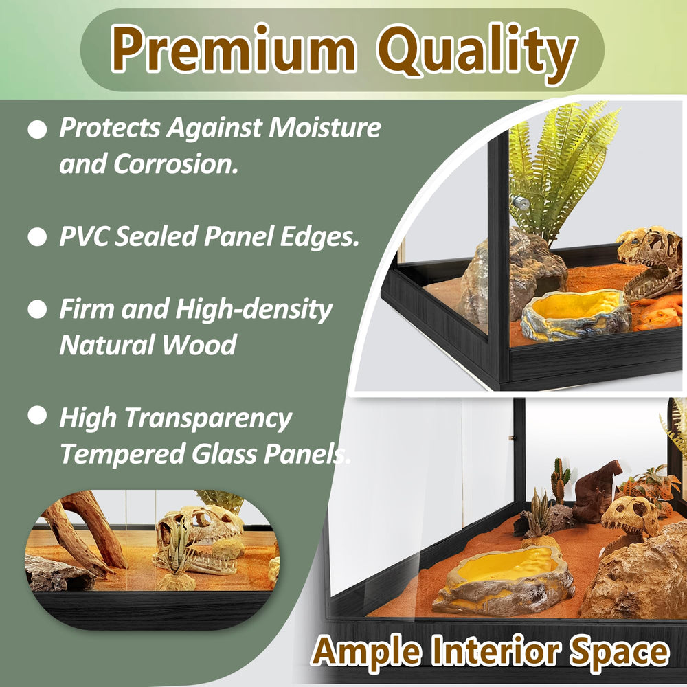 PROLEE Bearded Dragon Tank includes acrylic bottom liner for easy cleanup.
