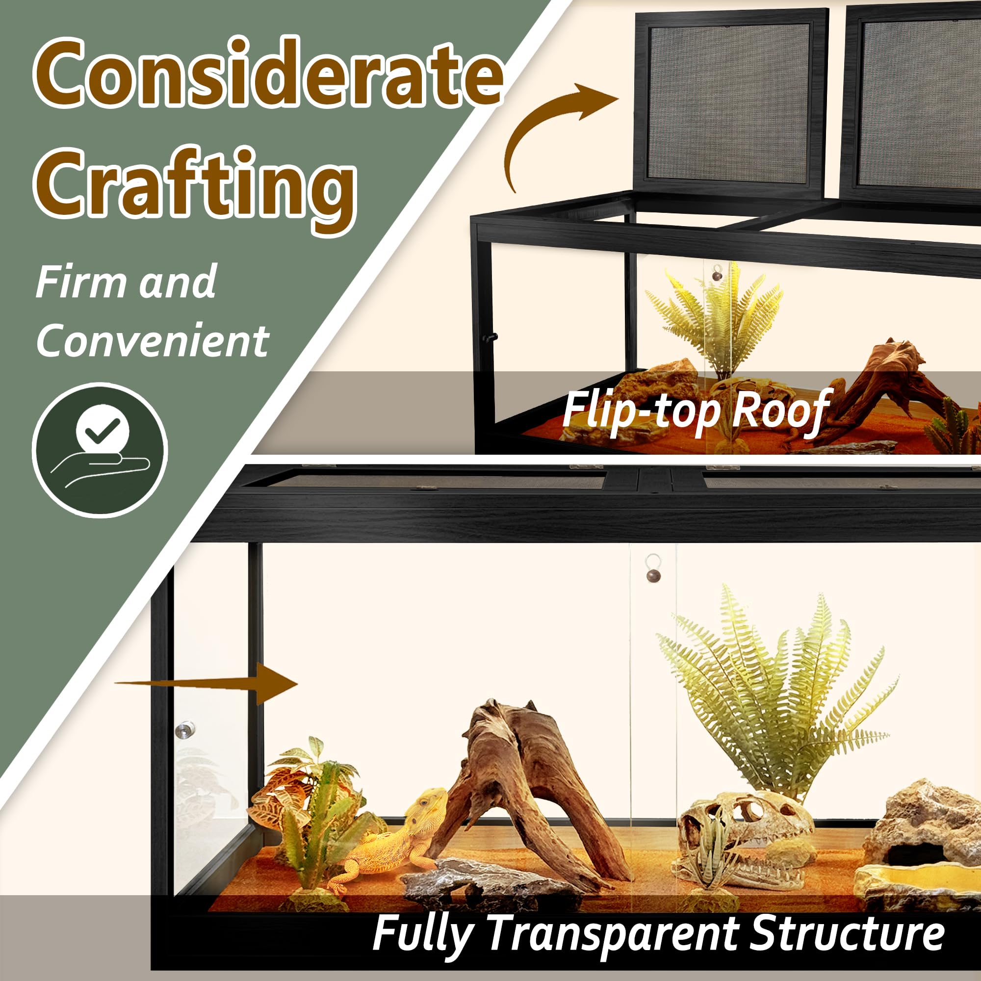 PROLEE Bearded Dragon Tank anti-scratch glass resists climbing and scratching.
