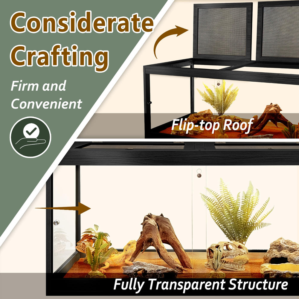 PROLEE Bearded Dragon Tank anti-scratch glass resists climbing and scratching.