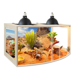 PROLEE Bearded Dragon Tank curved front view offers crystal-clear visibility for daily reptile activity.