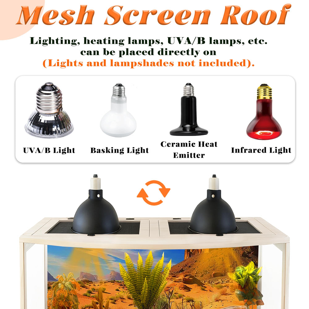 PROLEE Bearded Dragon Tank lockable door adds secure access during cage maintenance.