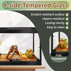 PROLEE Bearded Dragon Tank mesh roof promotes ventilation for healthy airflow.