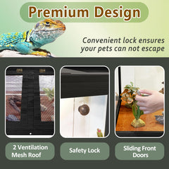 PROLEE Bearded Dragon Tank interior offers spacious space for basking and hiding.