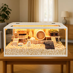 PROLEE hamster cage with acrylic panels offering a clear view for observation.