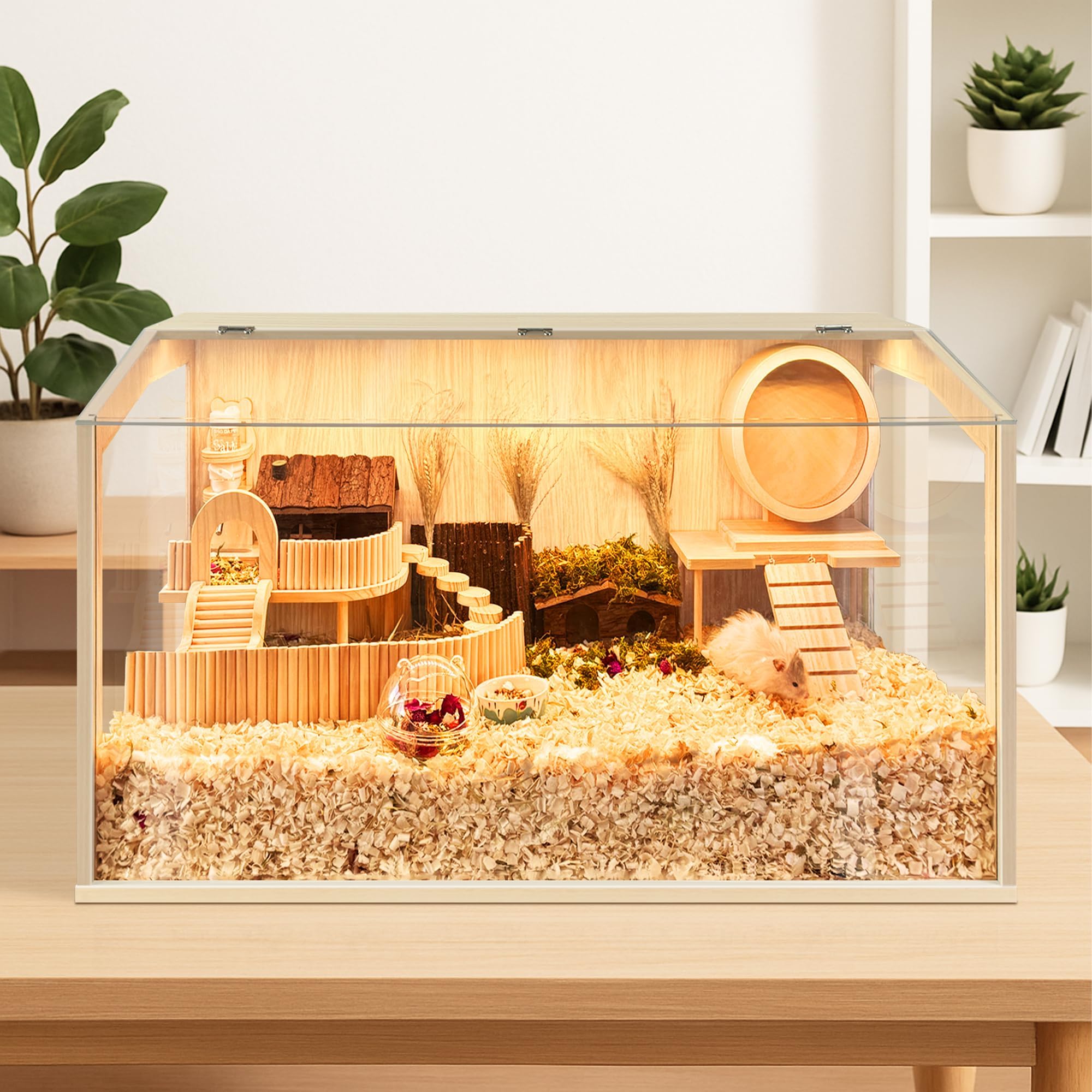 PROLEE hamster cage acrylic view window shows pets' activities without disturbance