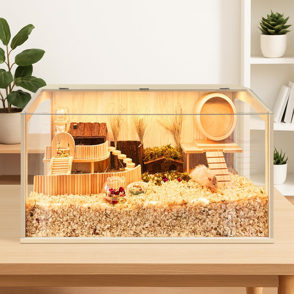 PROLEE hamster cage acrylic view window shows pets' activities without disturbance