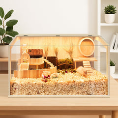 PROLEE hamster cage acrylic view window shows pets' activities without disturbance