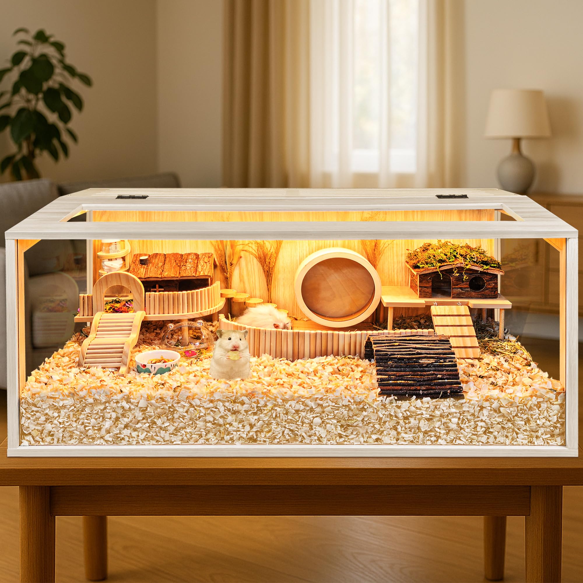PROLEE hamster cage chewproof open top enables easy access for daily care.