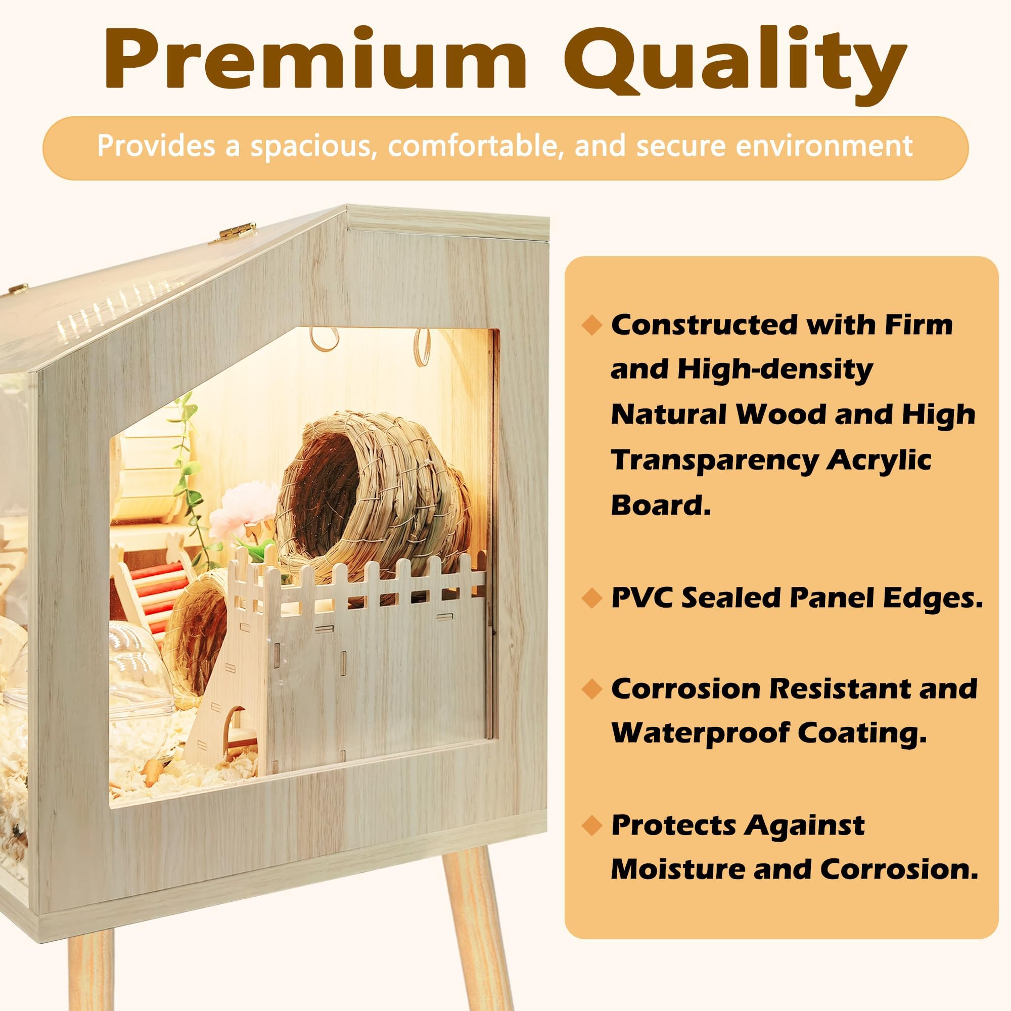 ProLEE hamster cage lockable roof window enables secure access and clear ventilation