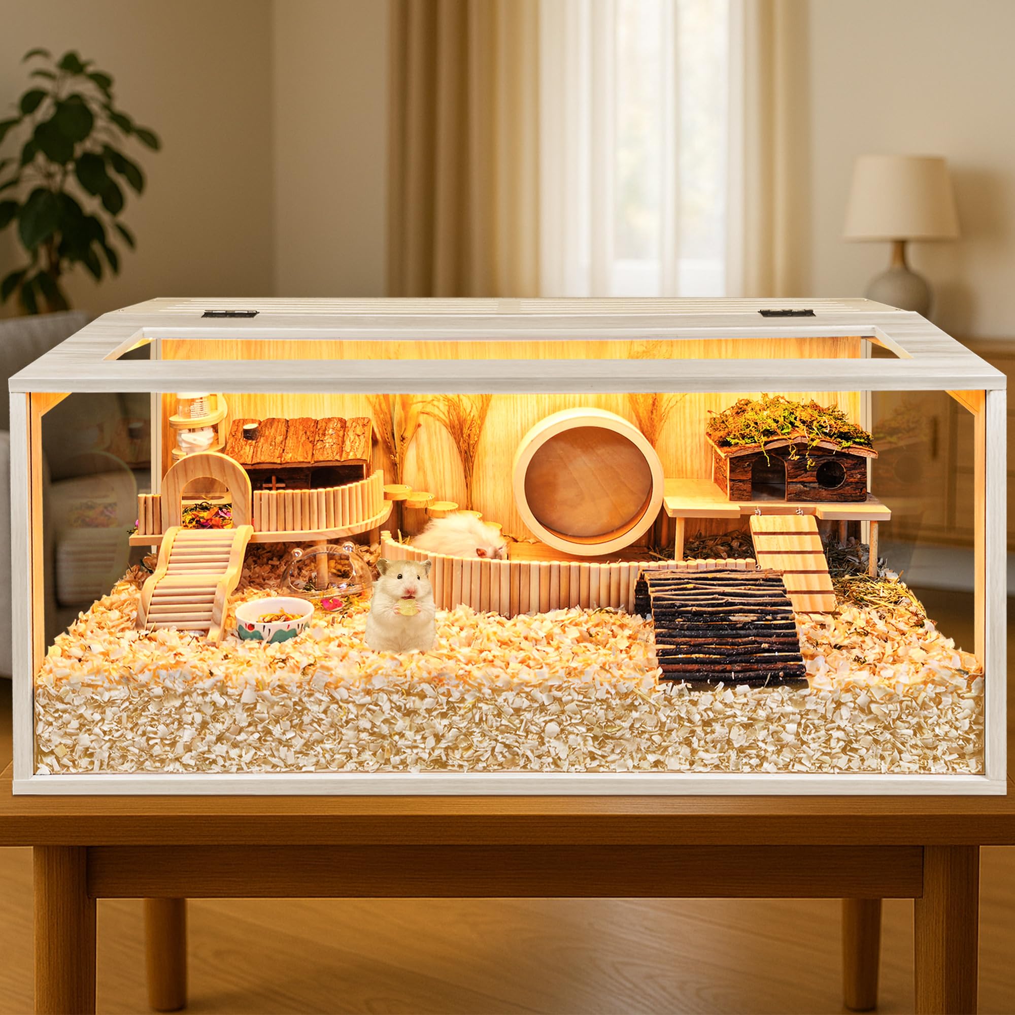 PROLEE hamster cage open-top view for easy access and play