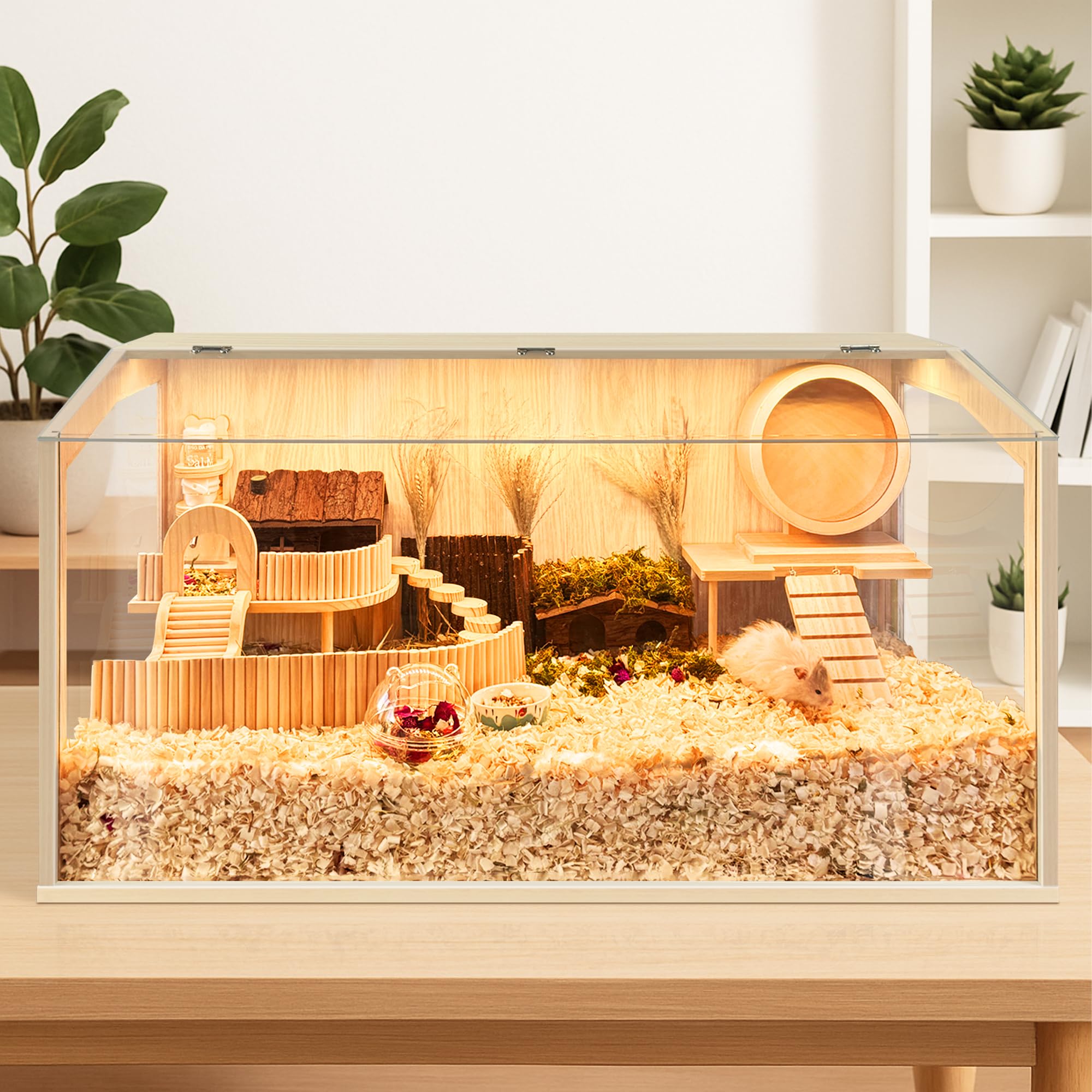 PROLEE Hamster Cage Openable Top with Acrylic — easy viewing and quick access for cleaning.
