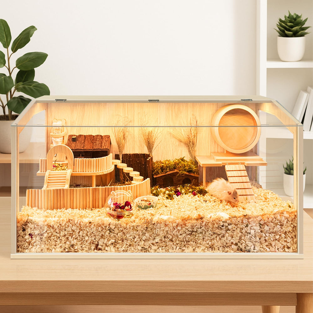 PROLEE Hamster Cage Openable Top with Acrylic — easy viewing and quick access for cleaning.