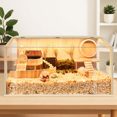 PROLEE Hamster Cage Openable Top with Acrylic — easy viewing and quick access for cleaning.