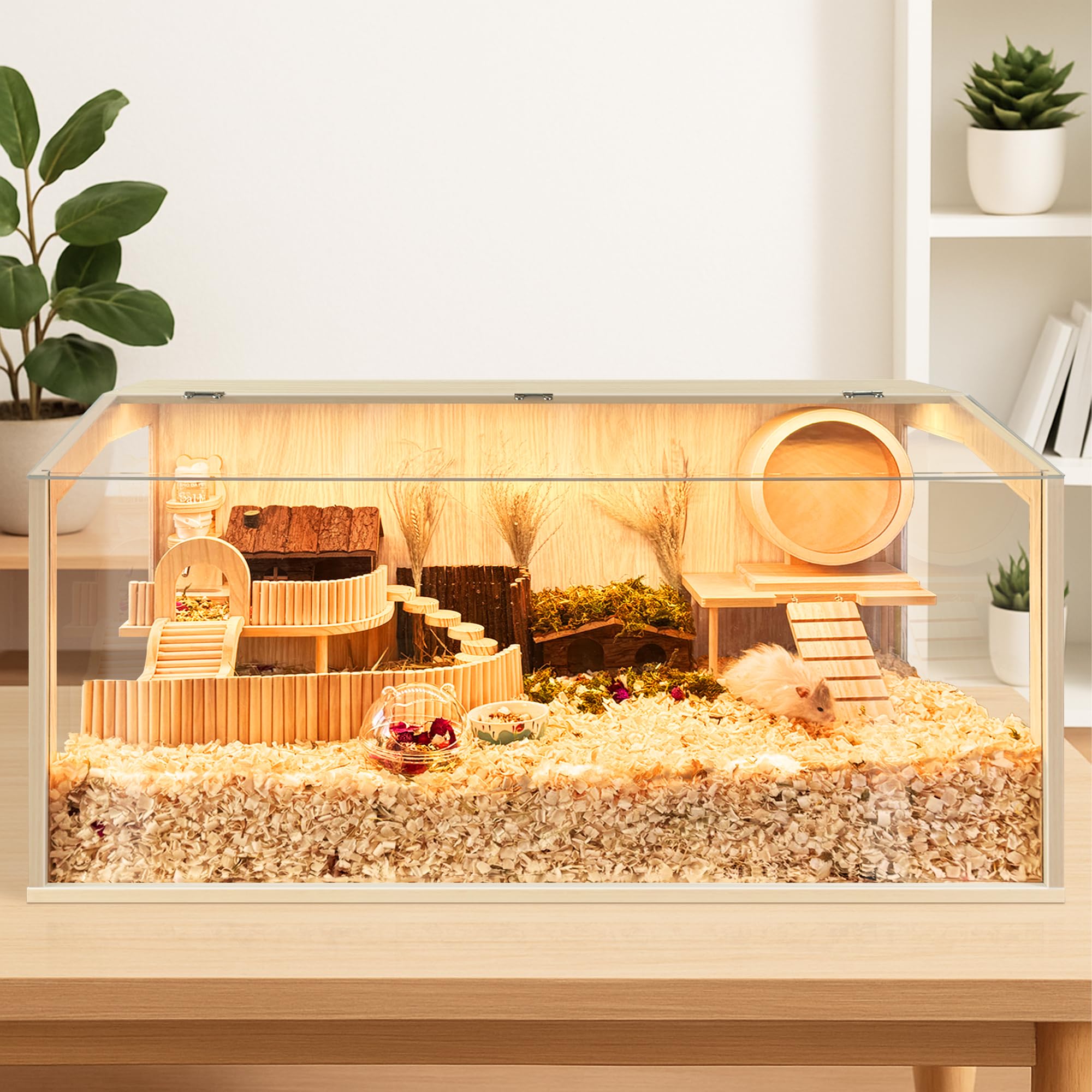 PROLEE hamster cage openable top angled view for easy access and cleaning