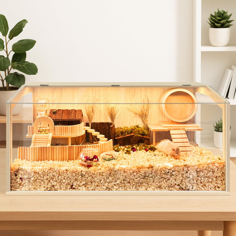 PROLEE hamster cage openable top angled view for easy access and cleaning
