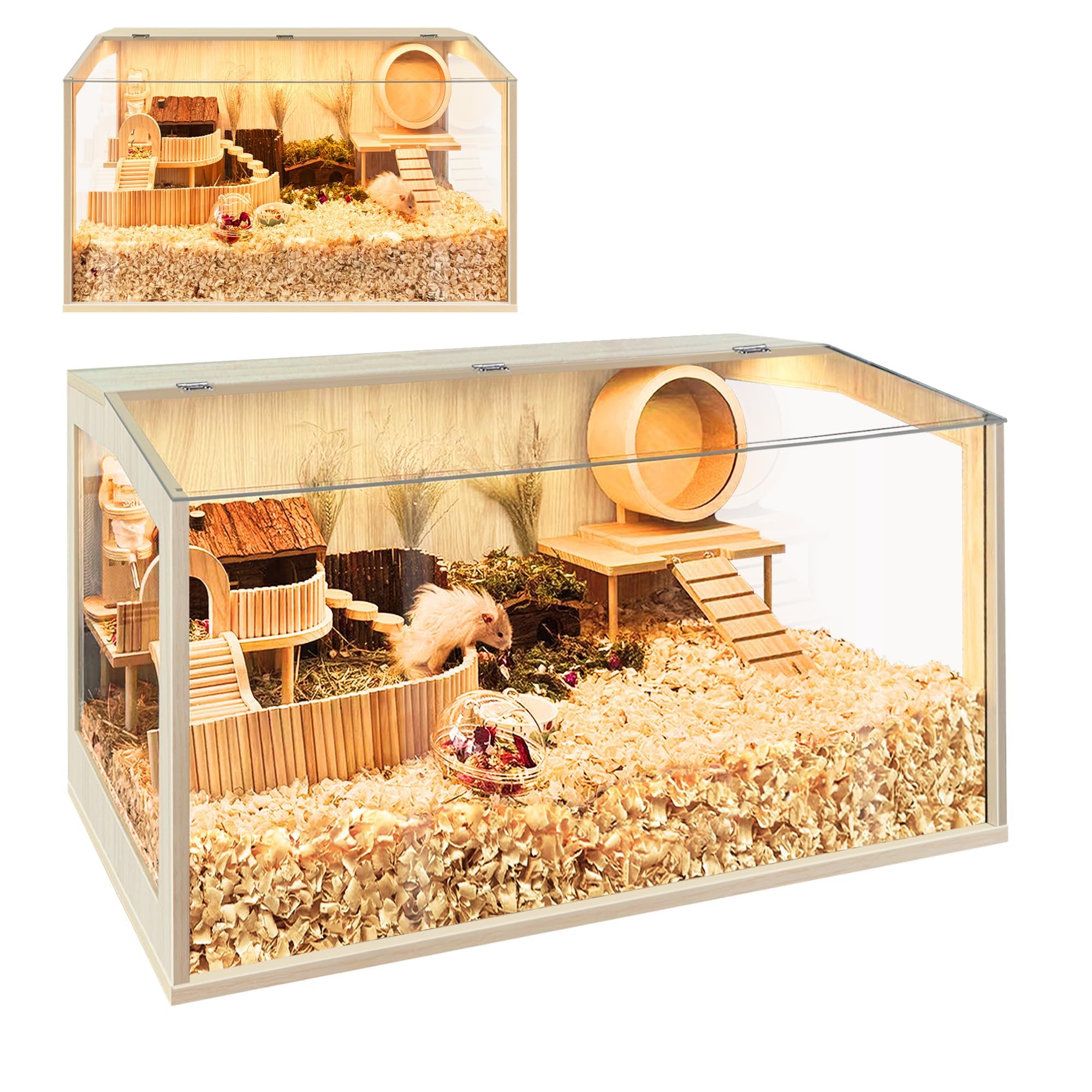 PROLEE hamster cage with openable top and clear view for easy observation and interaction