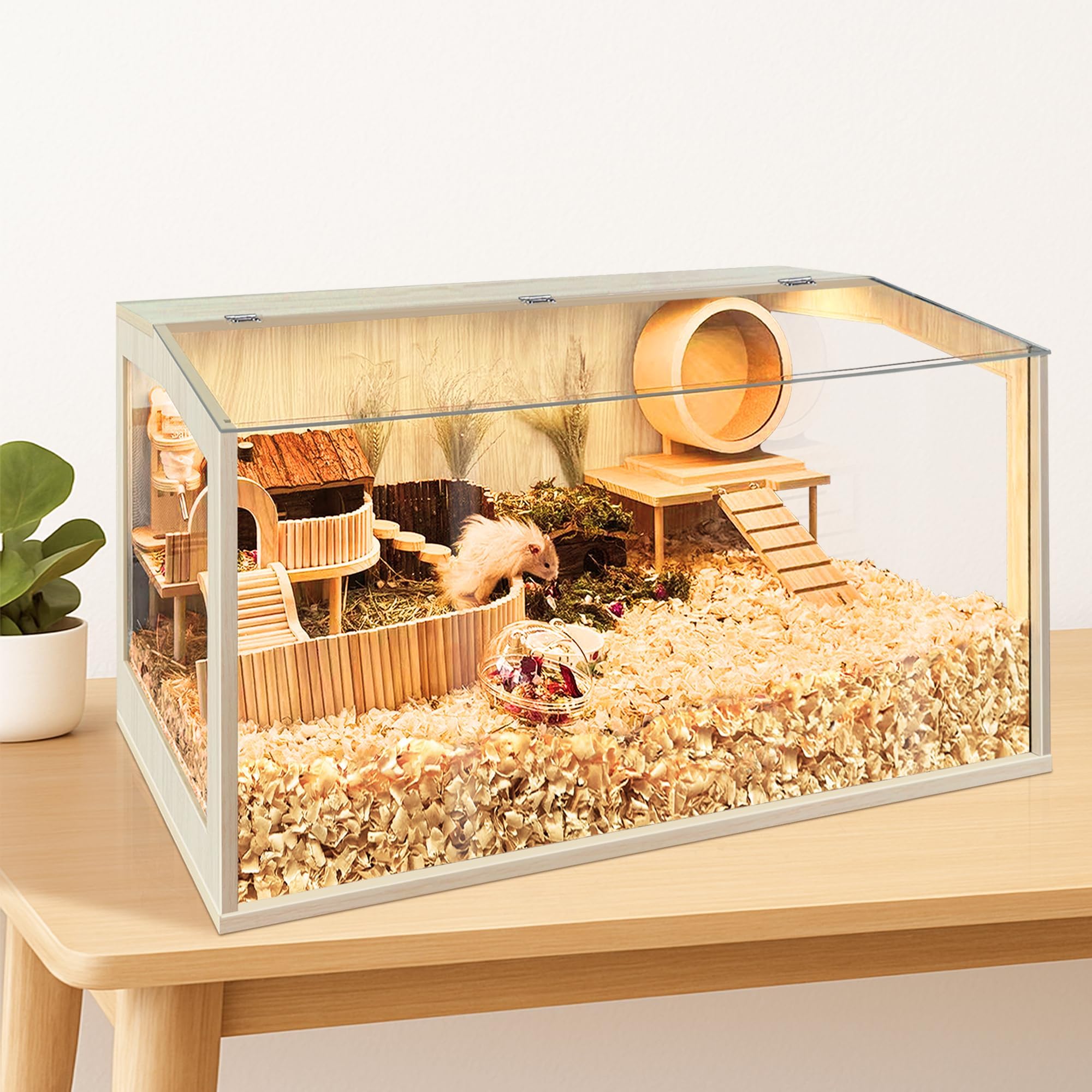 PROLEE hamster cage thick bedding space supports deep burrows and enrichment