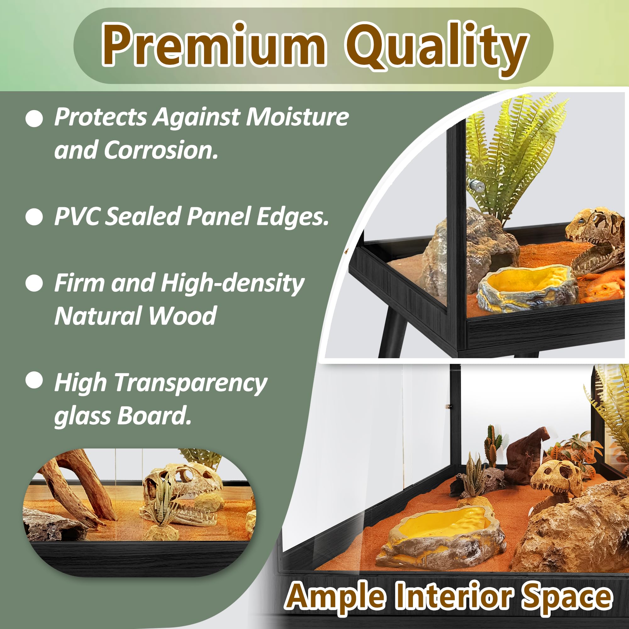PROLEE spacious interior allows reptiles to explore, bask, and hide comfortably