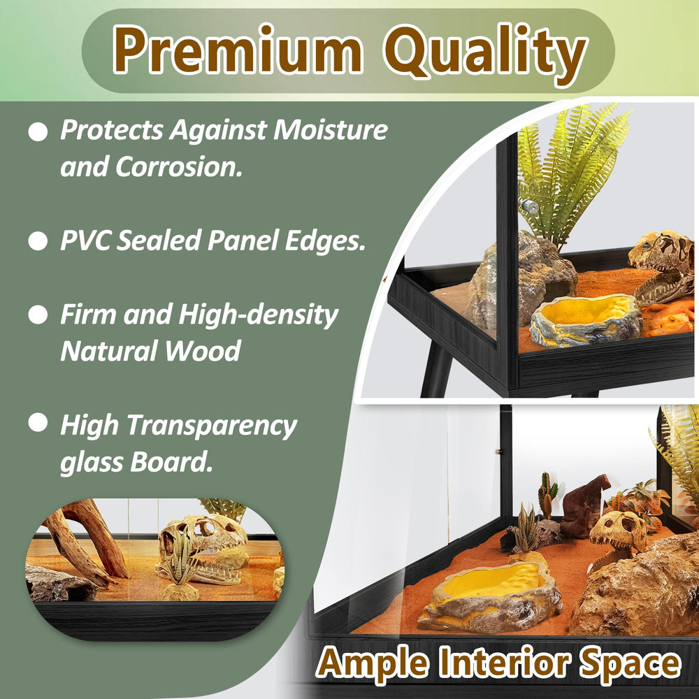 PROLEE spacious interior allows reptiles to explore, bask, and hide comfortably