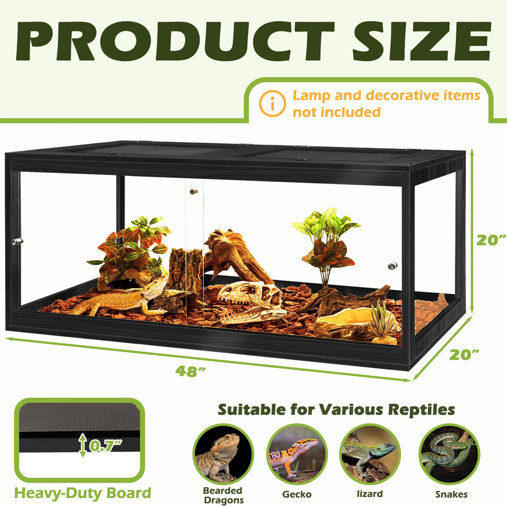 PROLEE Bearded Dragon Tank side view shows 360° visibility for observation