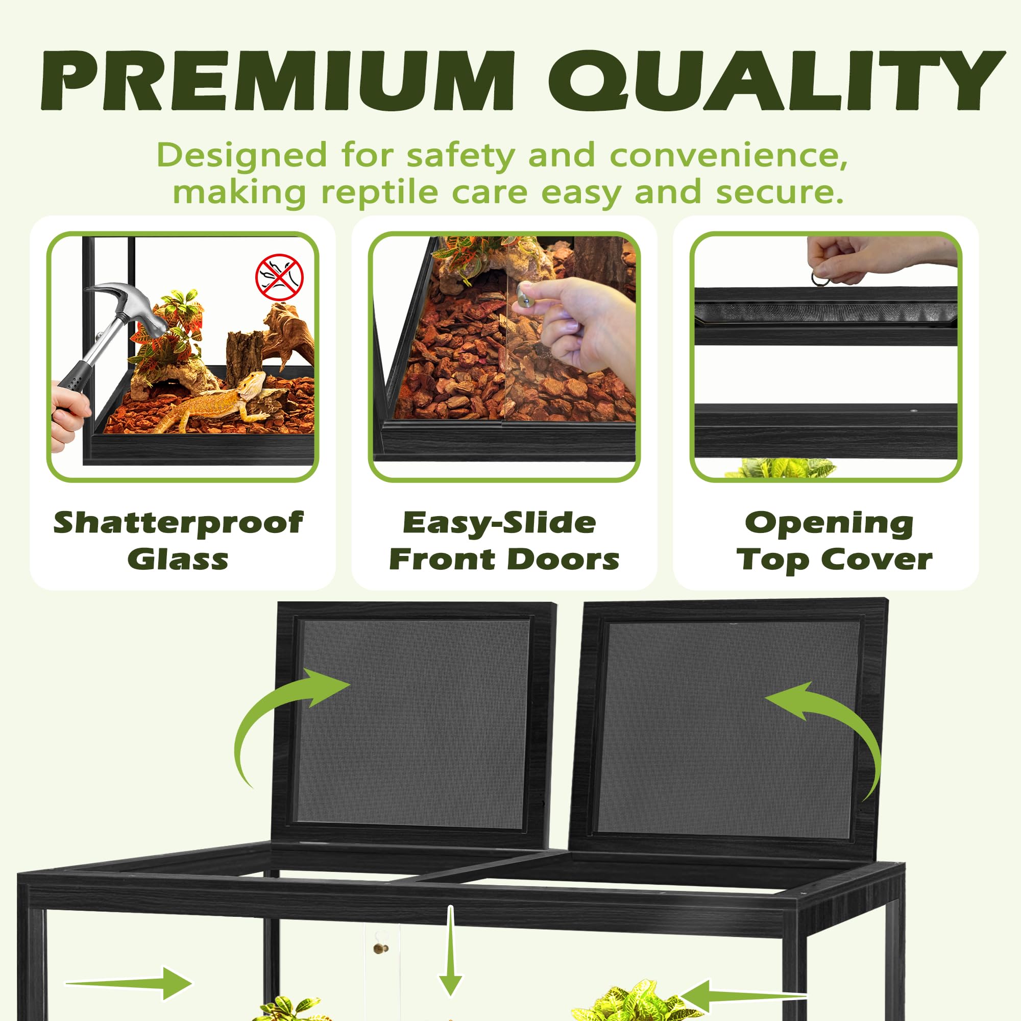 PROLEE Wooden reptile habitat with water-repellent coating for durability