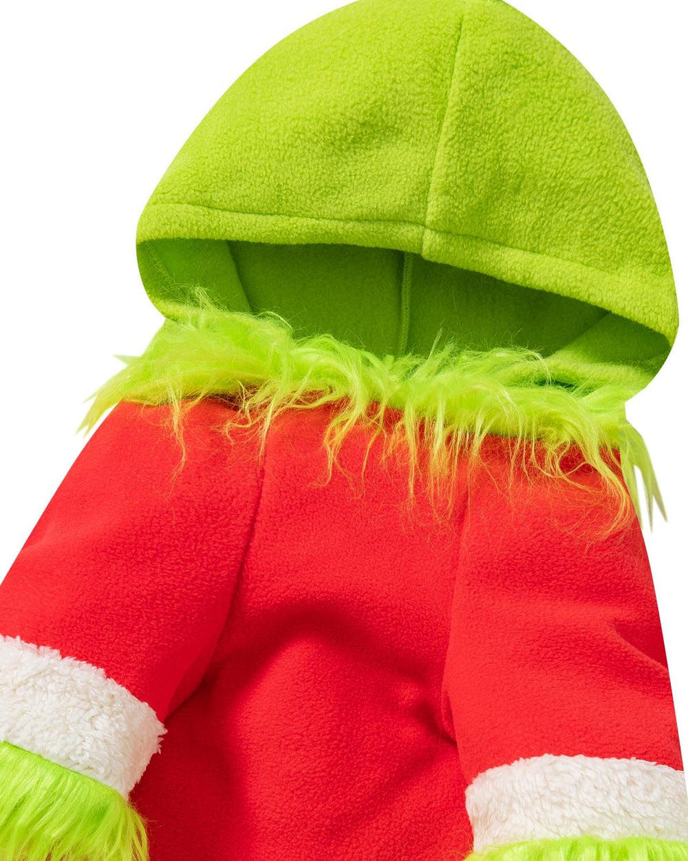 PROMOTED TO BIG SISTER dog Christmas furry green monster hoodie fabric detail plush texture