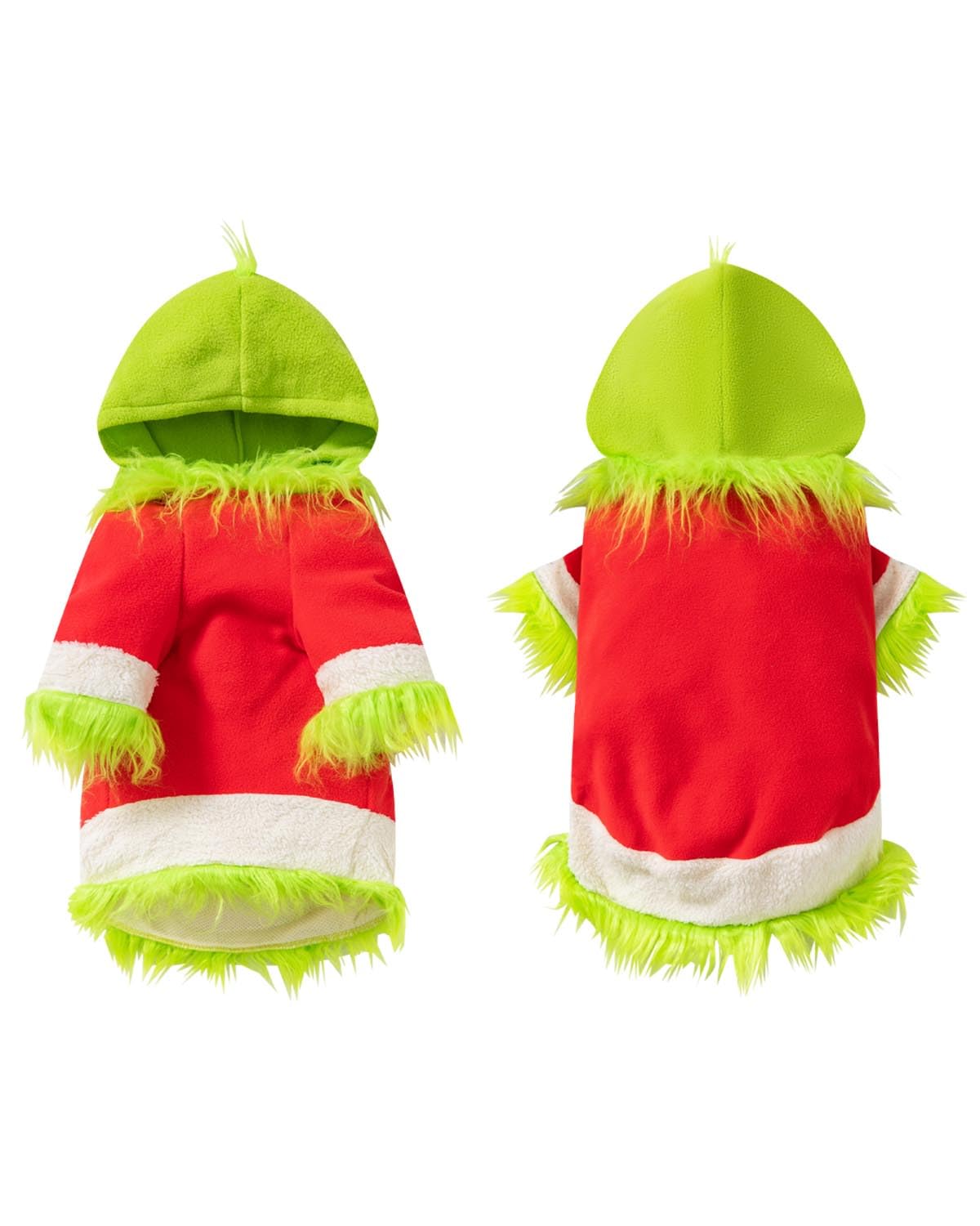 PROMOTED TO BIG SISTER dog Christmas furry green monster hoodie front view shows soft breathable fabric