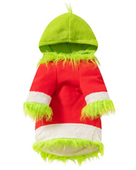 PROMOTED TO BIG SISTER dog Christmas furry green monster hoodie side view showcases pullover design