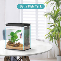 Pronetcus Betta Tank 2G side view highlights clear glass for crisp viewing.
