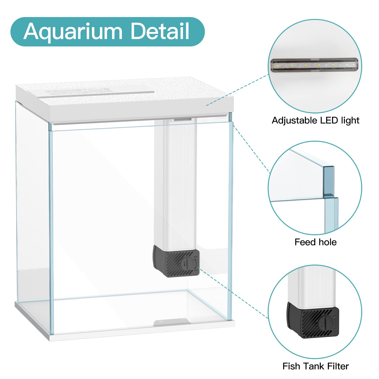 Pronetcus Betta Tank compact dimensions fit small desktops or shelves
