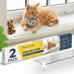 PROTECTO window sill protector clear guard on sill for scratch-free surfaces.