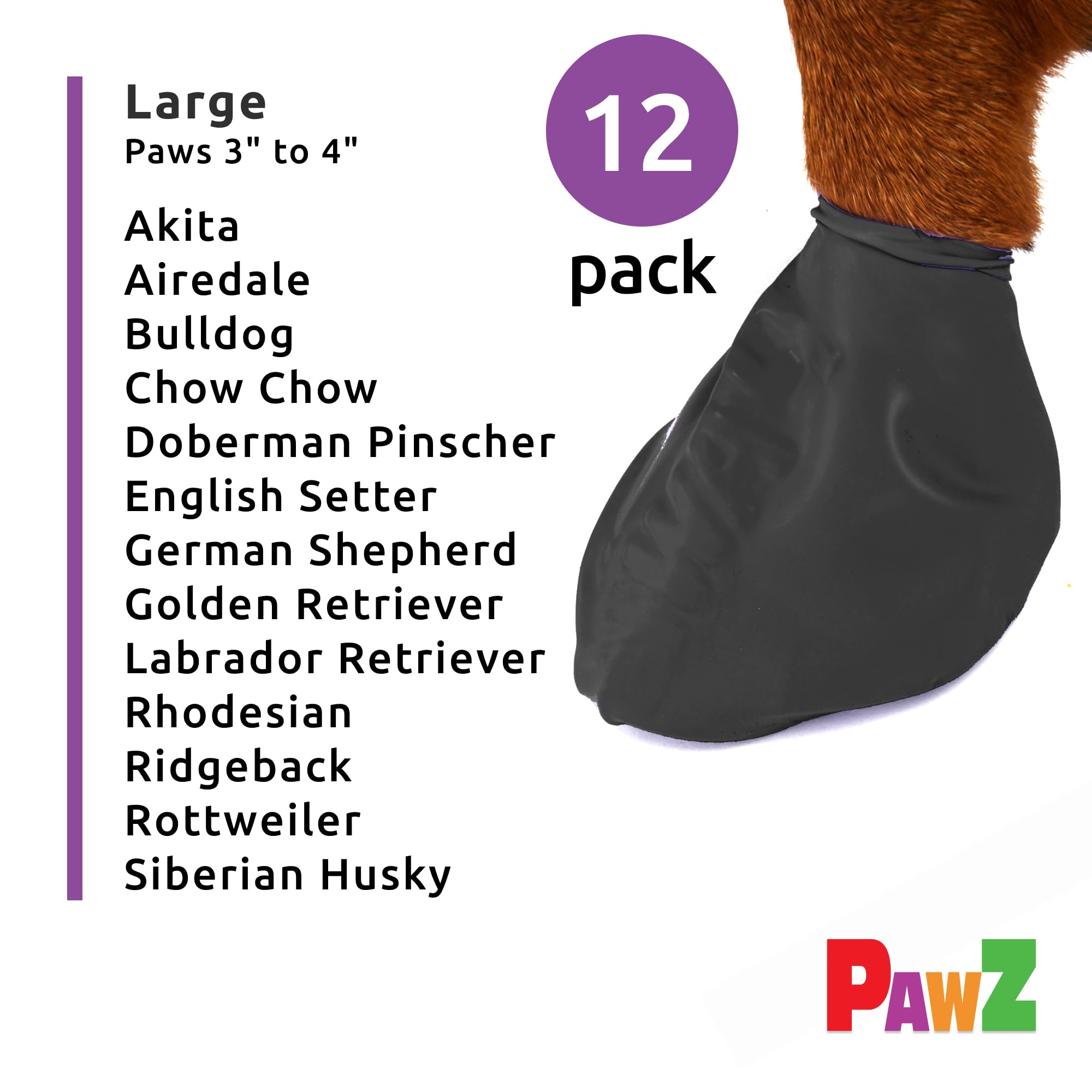 Protex PawZ rubber dog boots worn during a rainy walk provide waterproof protection and traction.