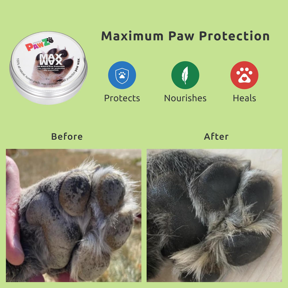 Protex PawZ MaxWax application glide demonstrates easy paw balm application for paw care